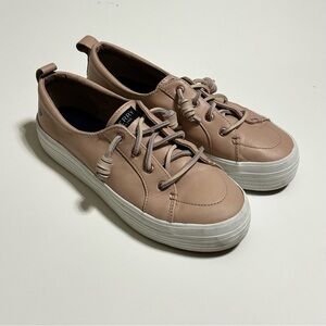 Sperry Women’s Crest Vibe Sneakers Shoes Leather Nude Pink Size 9 STS85082